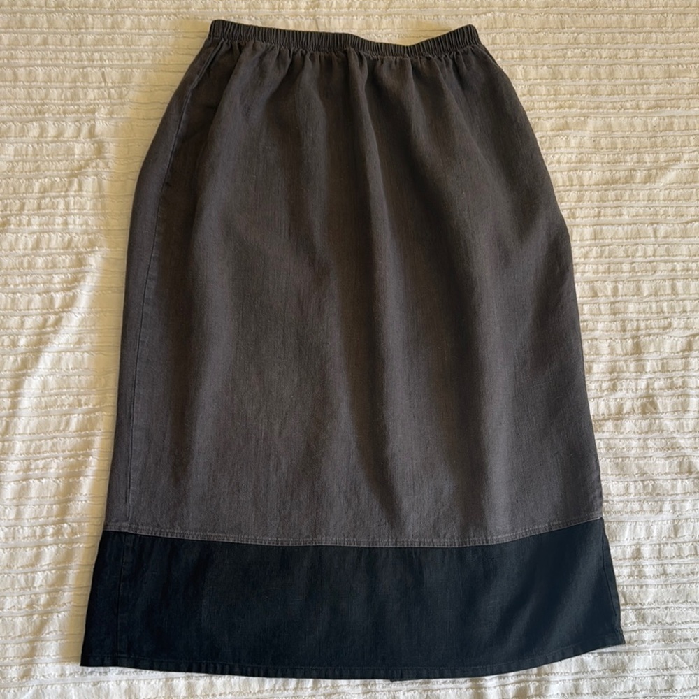 Women’s FENINI Lagenlook Vintage 100% Linen Maxi Skirt sz 1X